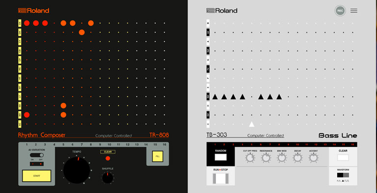 O som do Roland TR-808 e TB-303, grátis no seu navegador Web